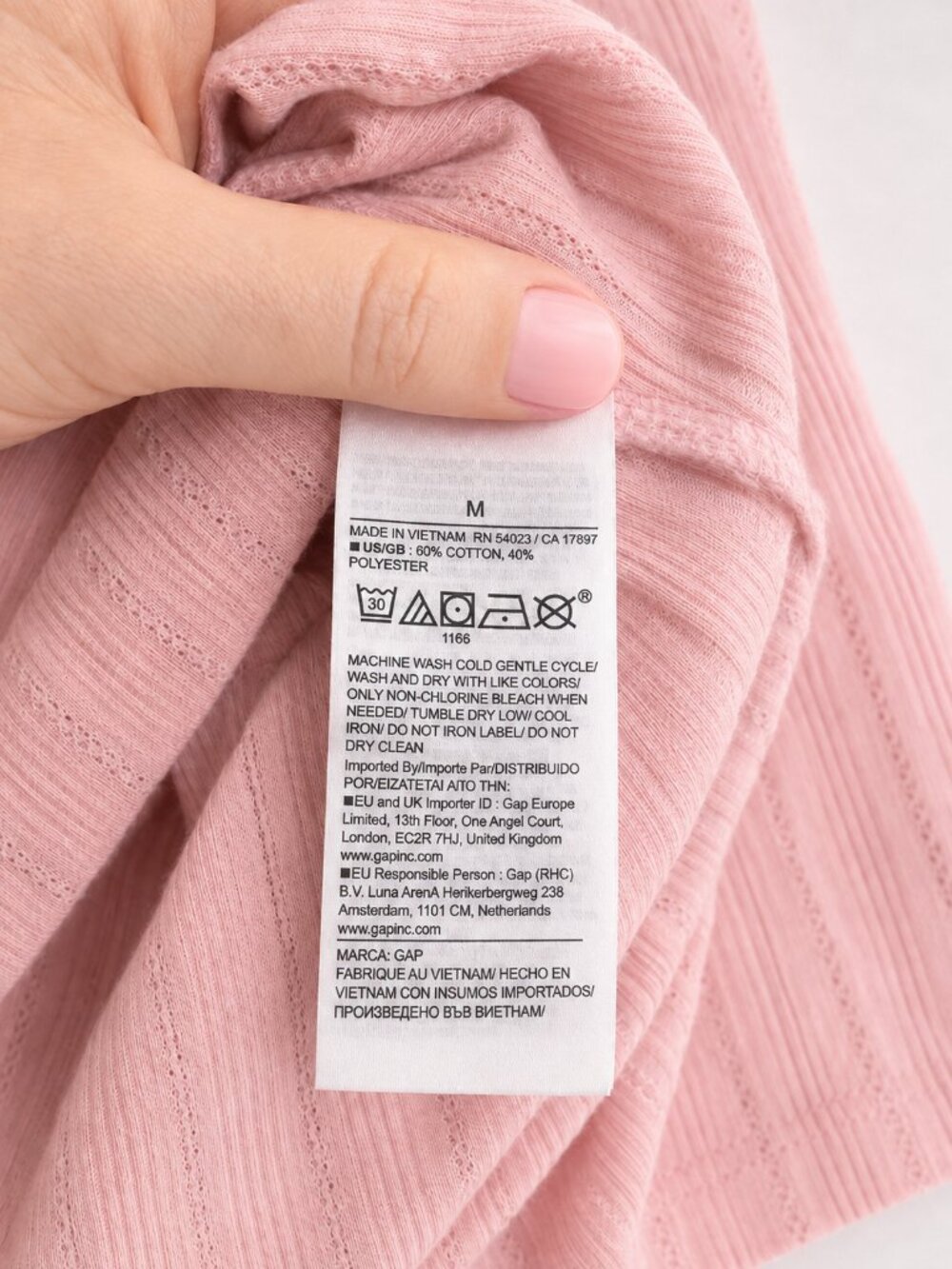GAP Pink Pointelle Ribbed Short Sleeve Tee – Size Medium - Picture 6 of 6